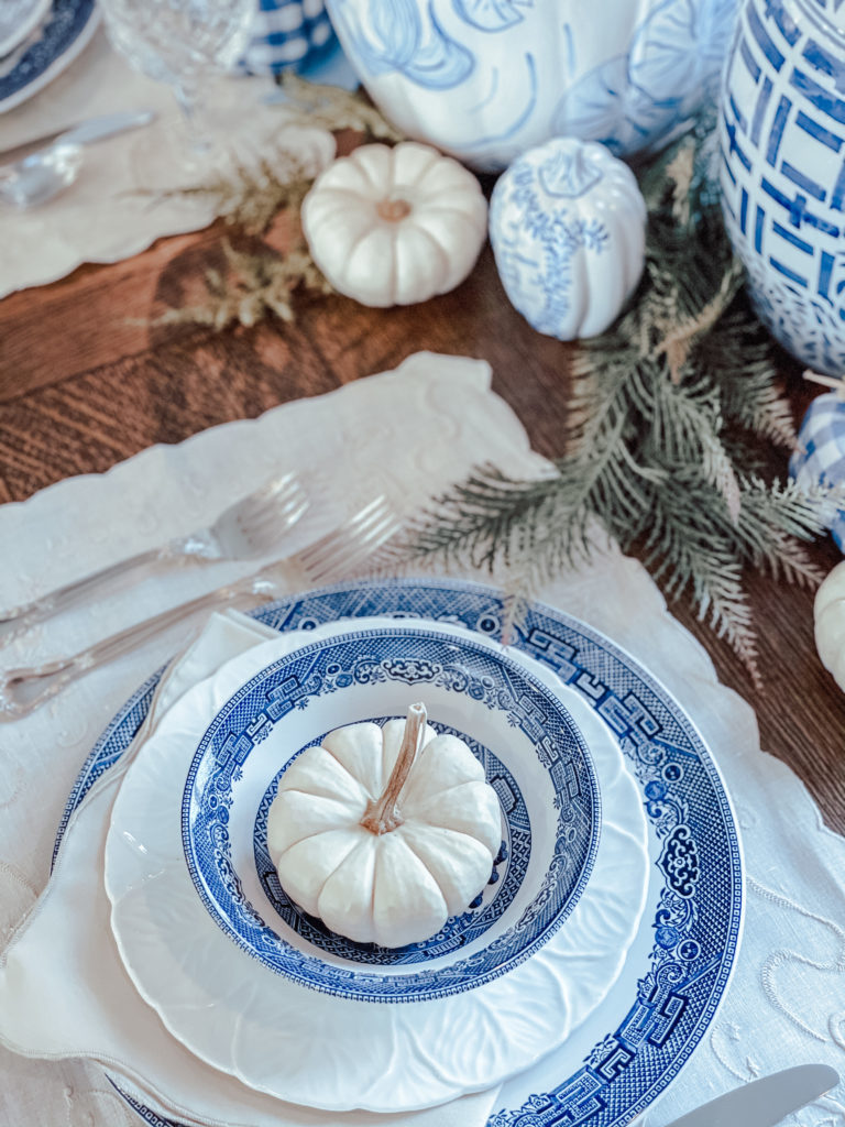 Blue Willow Plates and  Pumpkin