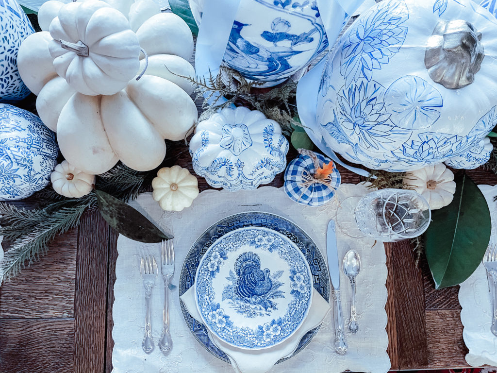 Blue & White Thanksgiving Styling