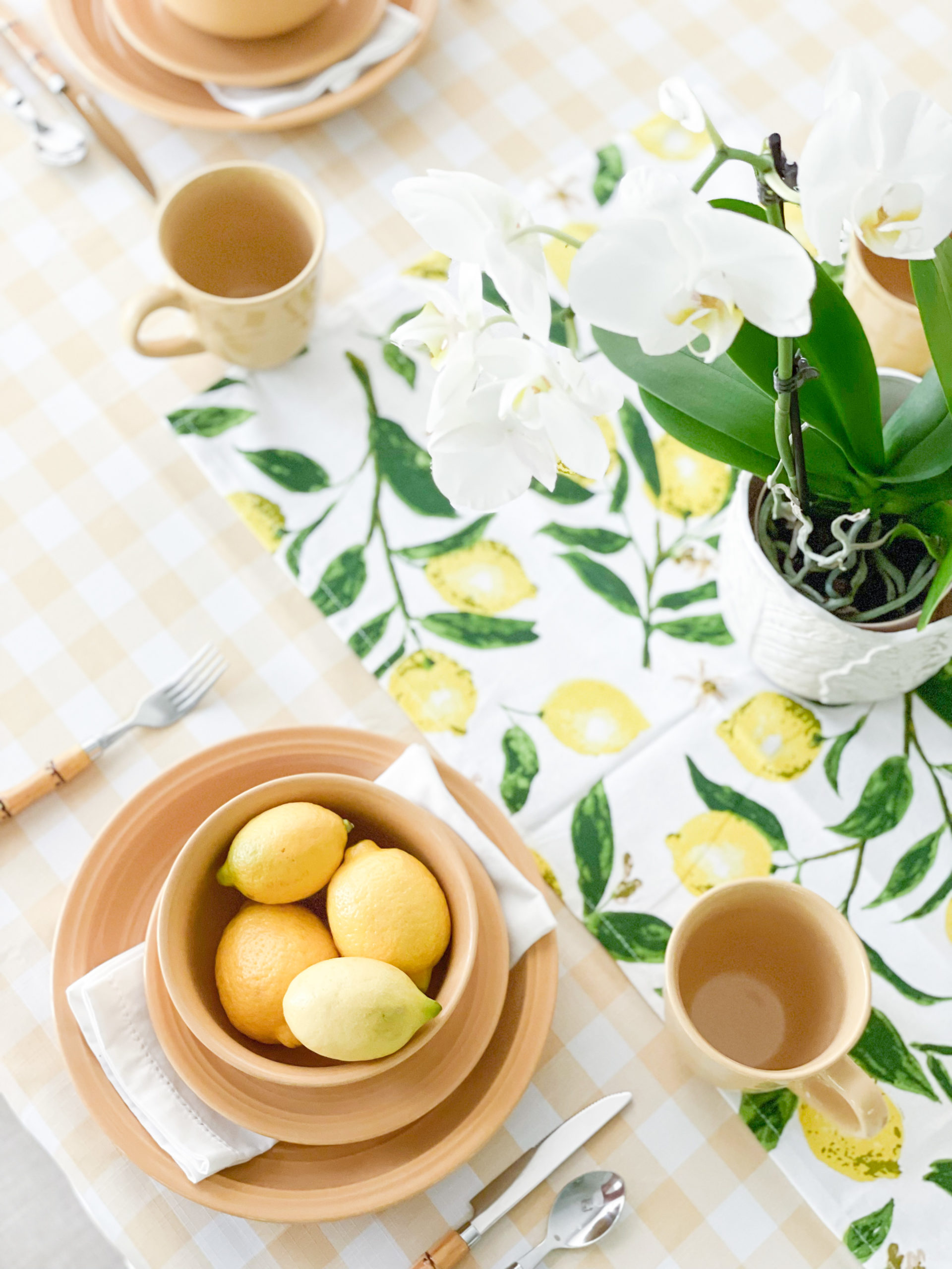 lemon table setting citrus summer tablescape