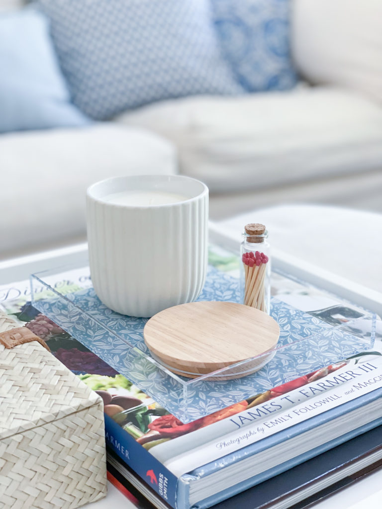 summer decor coffee table styling
